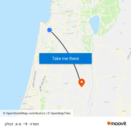 מ.א. זבולון to חמרה map
