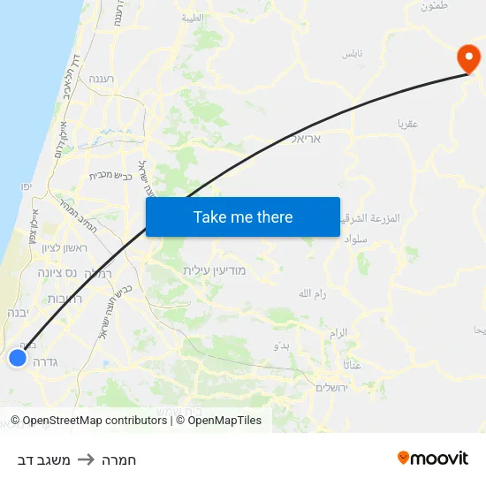 משגב דב to חמרה map