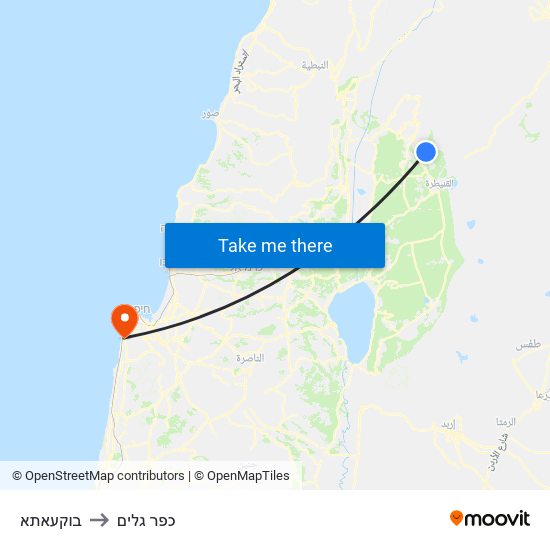 בוקעאתא to כפר גלים map