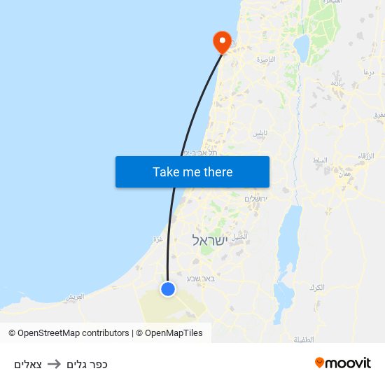 צאלים to כפר גלים map