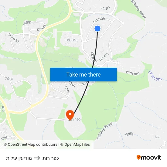 מודיעין עילית to כפר רות map