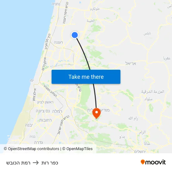 רמת הכובש to כפר רות map