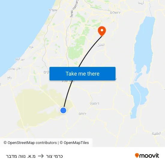 מ.א. נווה מדבר to כרמי צור map