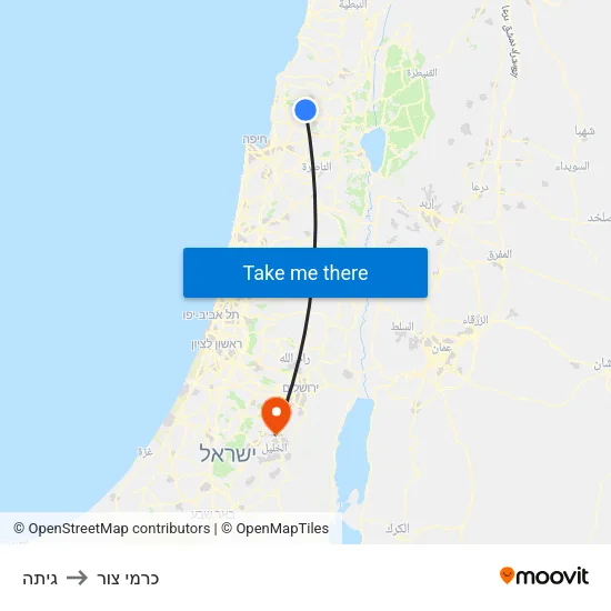 גיתה to כרמי צור map