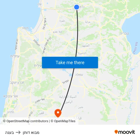 בענה to מבוא דותן map