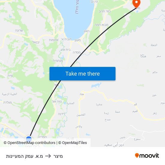 מ.א. עמק המעיינות to מיצר map