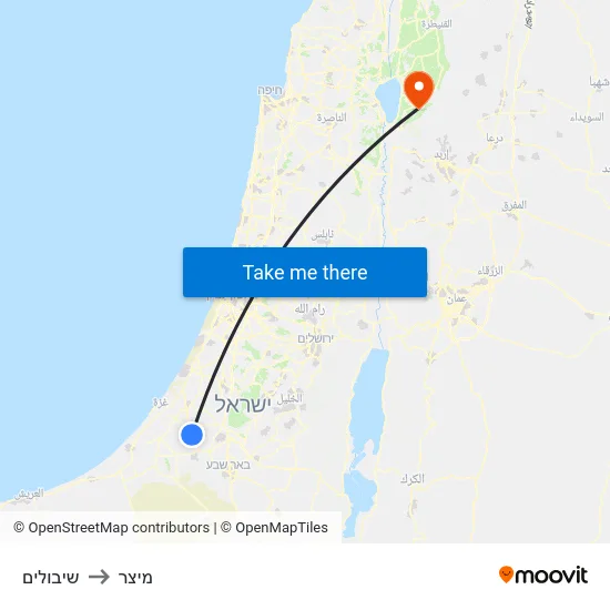 שיבולים to מיצר map