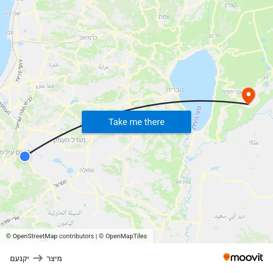 יקנעם to מיצר map