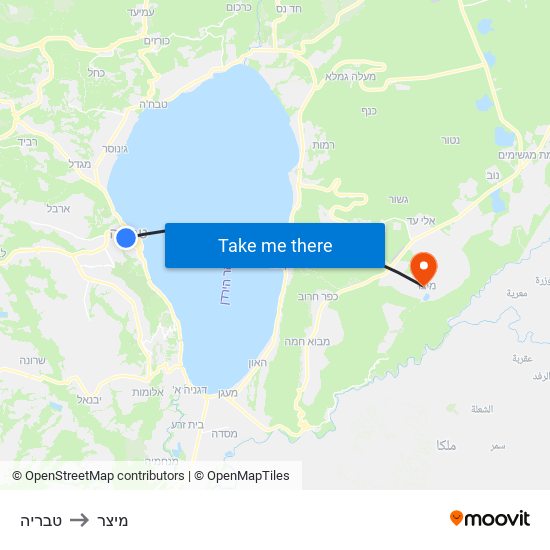 טבריה to מיצר map