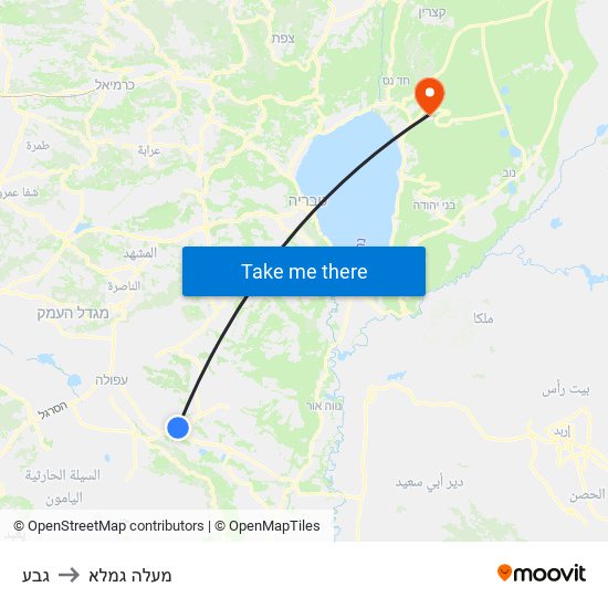 גבע to מעלה גמלא map