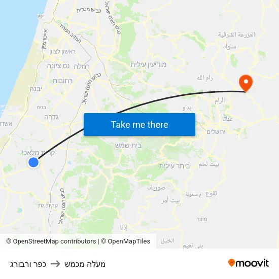 כפר ורבורג to מעלה מכמש map