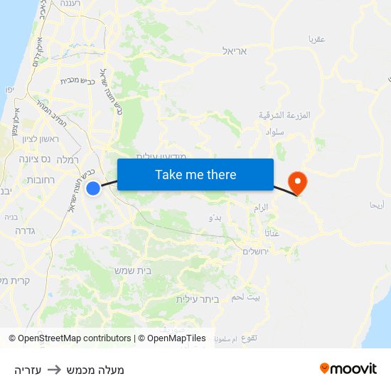 עזריה to מעלה מכמש map