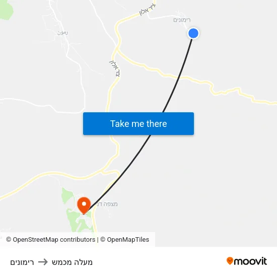 רימונים to מעלה מכמש map
