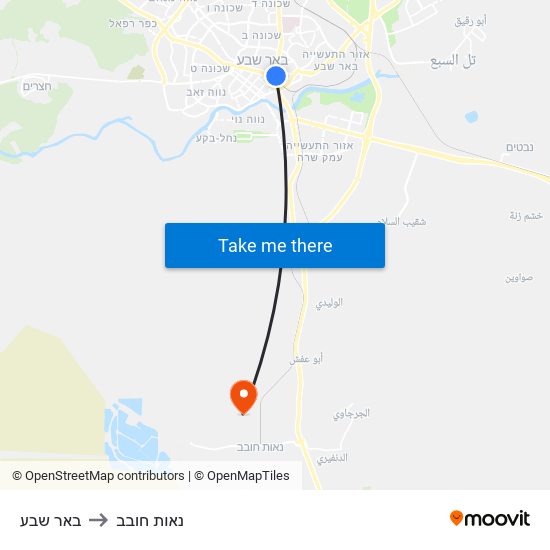 באר שבע to נאות חובב map