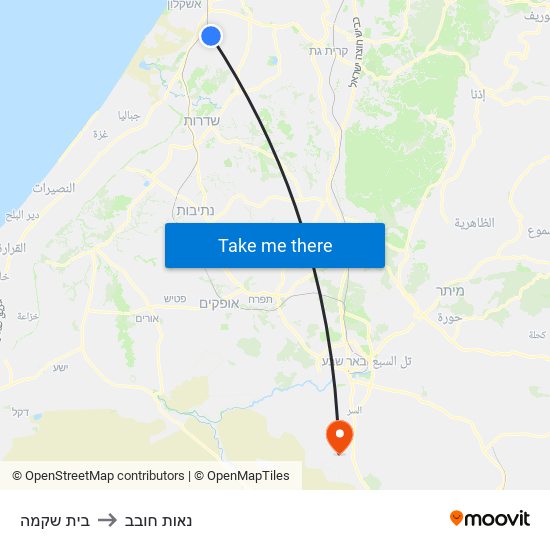 בית שקמה to נאות חובב map