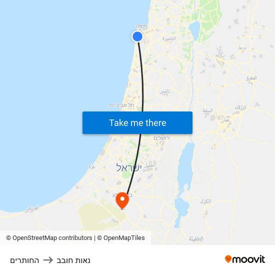 החותרים to נאות חובב map