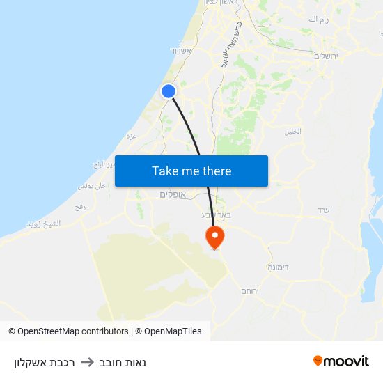 רכבת אשקלון to נאות חובב map