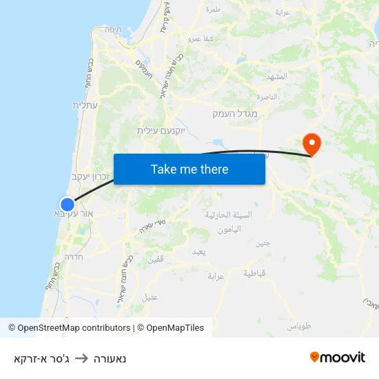 ג'סר א-זרקא to נאעורה map