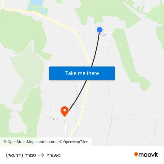 טמרה (יזרעאל) to נאעורה map