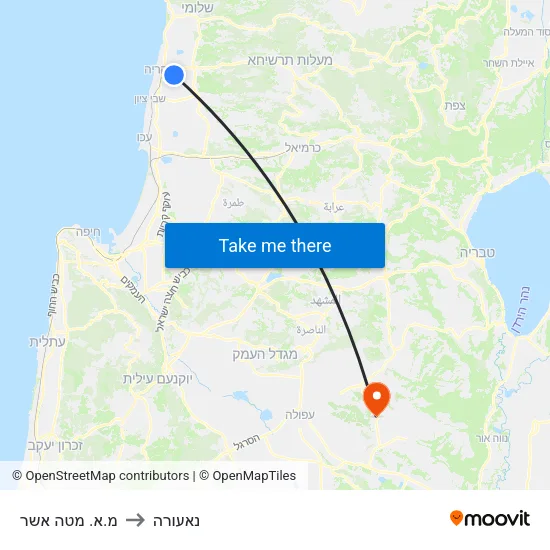 מ.א. מטה אשר to נאעורה map
