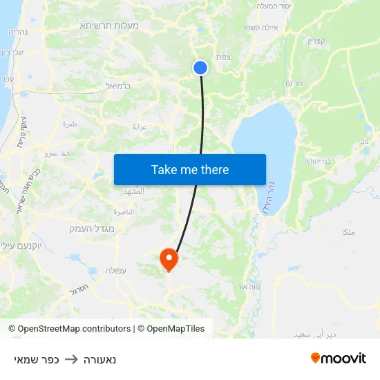 כפר שמאי to נאעורה map