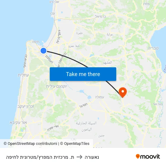 ת. מרכזית המפרץ/מטרונית לחיפה to נאעורה map