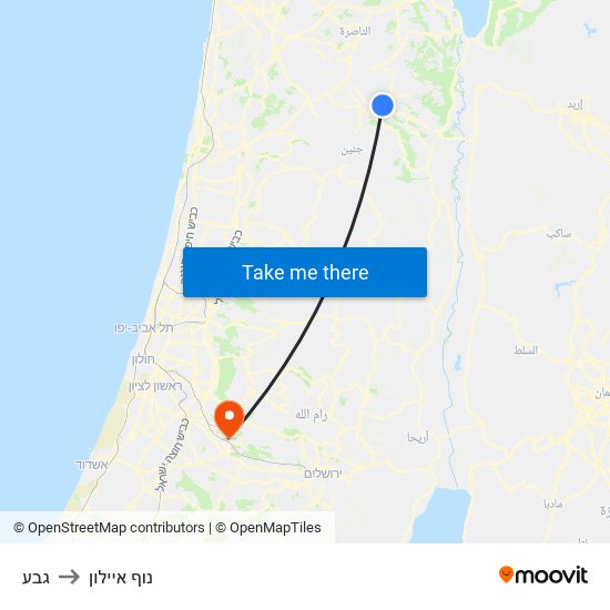 גבע to נוף איילון map