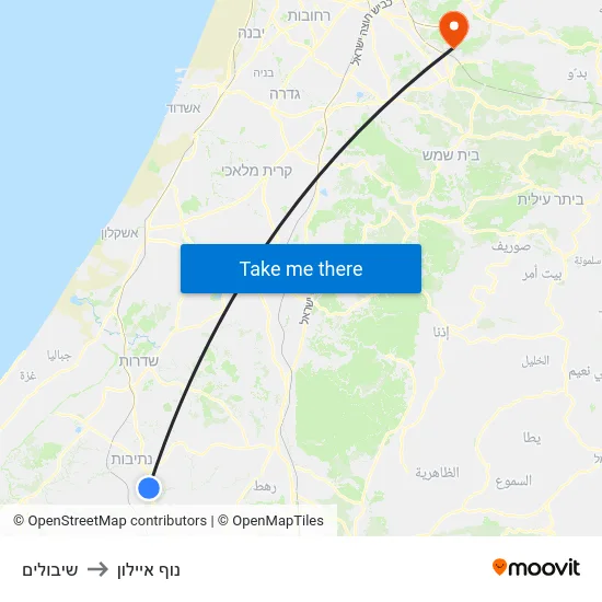 שיבולים to נוף איילון map