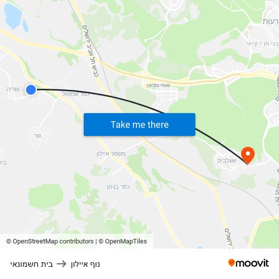 בית חשמונאי to נוף איילון map