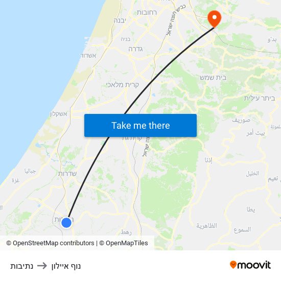 נתיבות to נוף איילון map