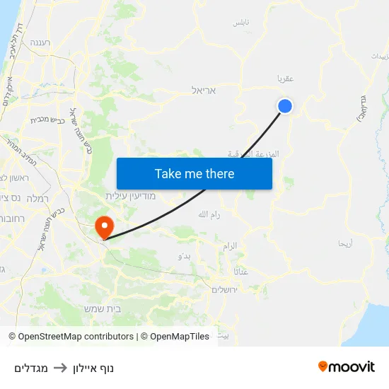 מגדלים to נוף איילון map