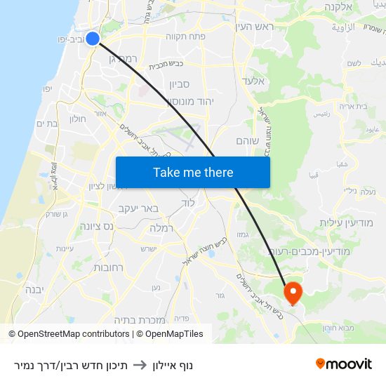 תיכון חדש רבין/דרך נמיר to נוף איילון map