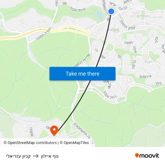 קניון עזריאלי to נוף איילון map