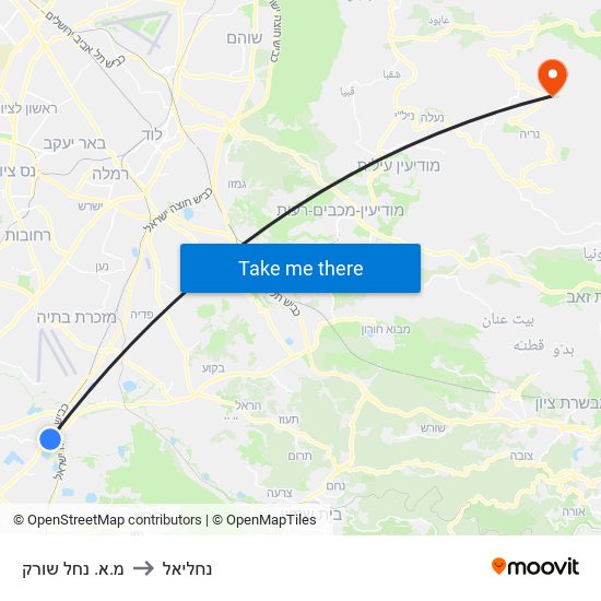 מ.א. נחל שורק to נחליאל map