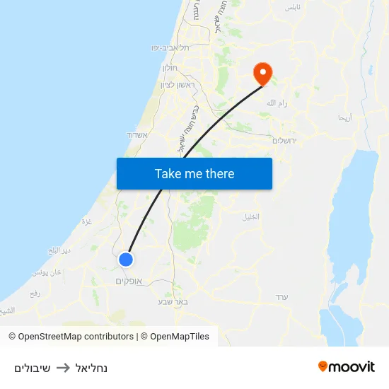 שיבולים to נחליאל map