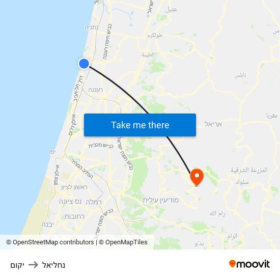 יקום to נחליאל map