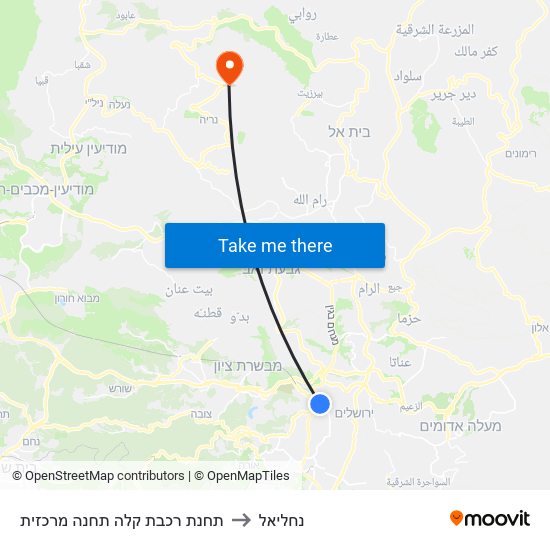 תחנת רכבת קלה תחנה מרכזית to נחליאל map