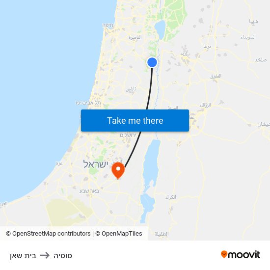 בית שאן to סוסיה map