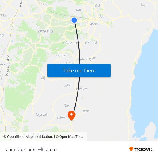 מ.א. מטה יהודה to סוסיה map