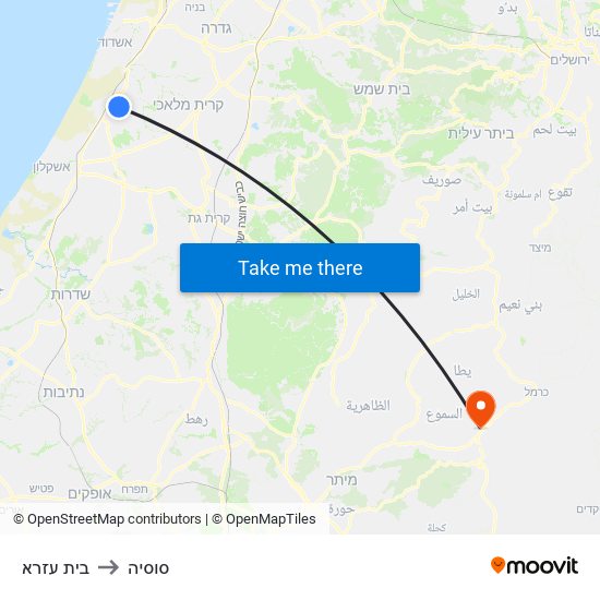 בית עזרא to סוסיה map