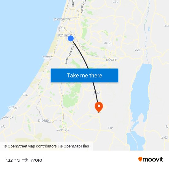 ניר צבי to סוסיה map