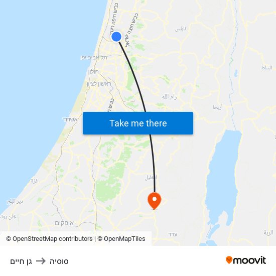 גן חיים to סוסיה map