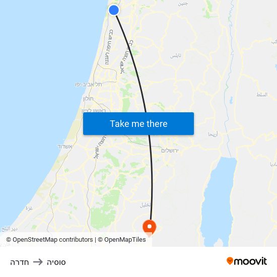 חדרה to סוסיה map