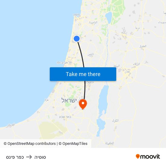 כפר פינס to סוסיה map