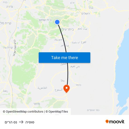נס הרים to סוסיה map