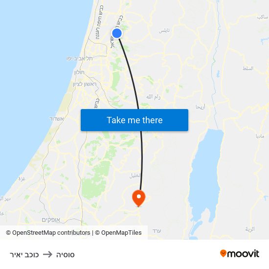 כוכב יאיר to סוסיה map