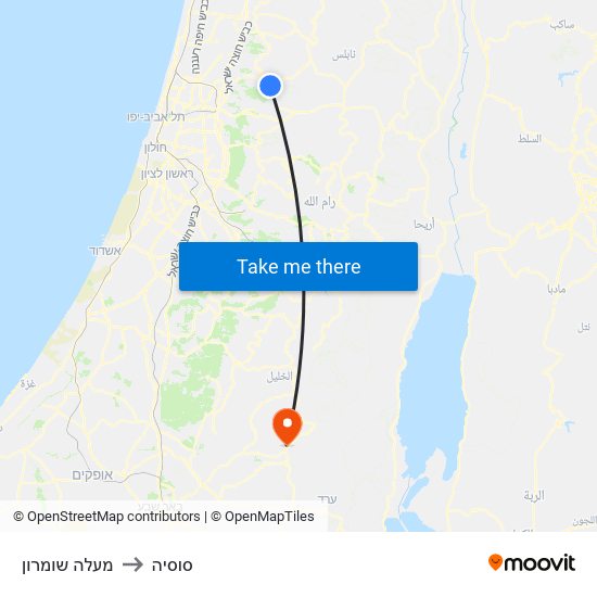 מעלה שומרון to סוסיה map