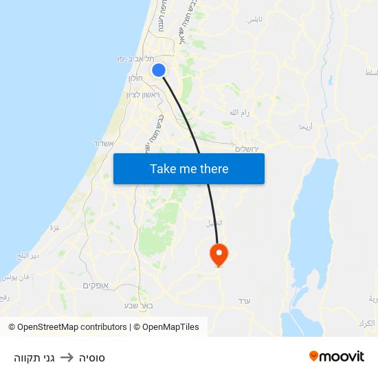 גני תקווה to סוסיה map