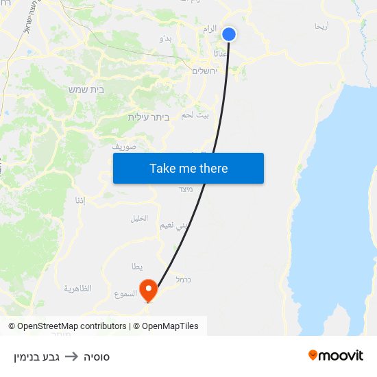 גבע בנימין to סוסיה map