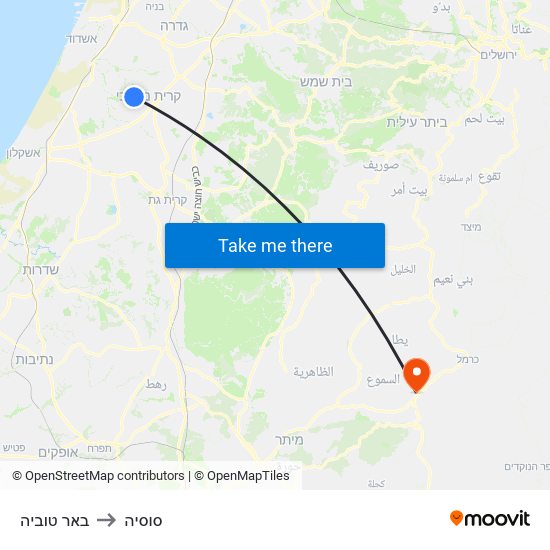 באר טוביה to סוסיה map